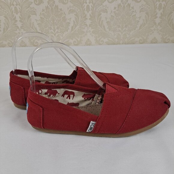 Toms Alpargata Red Heritage Canvas Shoe Size W6 Slip On Lightweight Casual - Picture 5 of 15